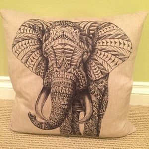 Feathered pillow with exotic elephant cover